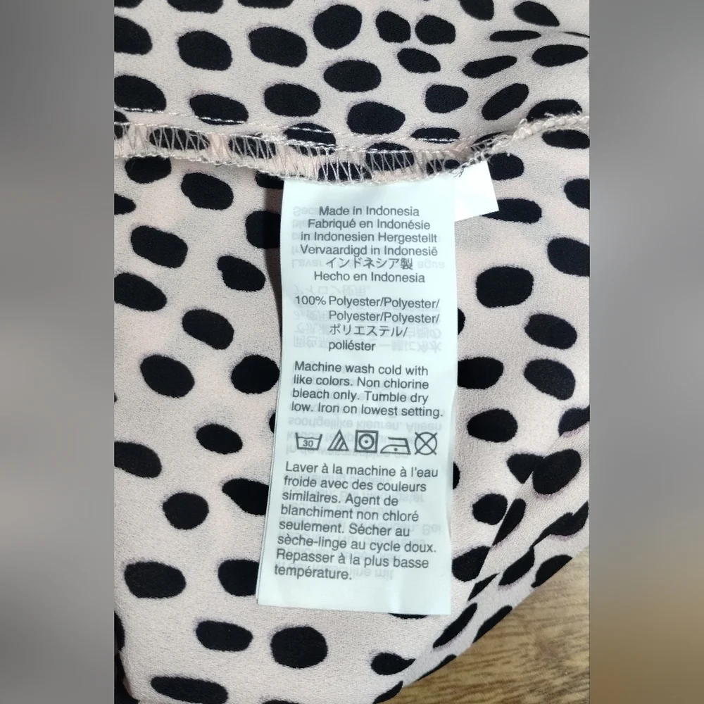 J. Crew Pink and Black Spotted Blouse